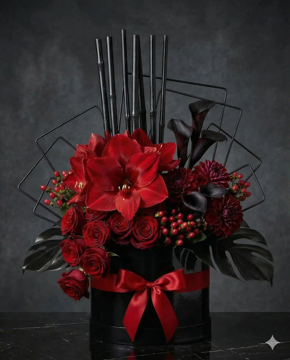 Luxury Red Rose & Amaryllis Arrangement