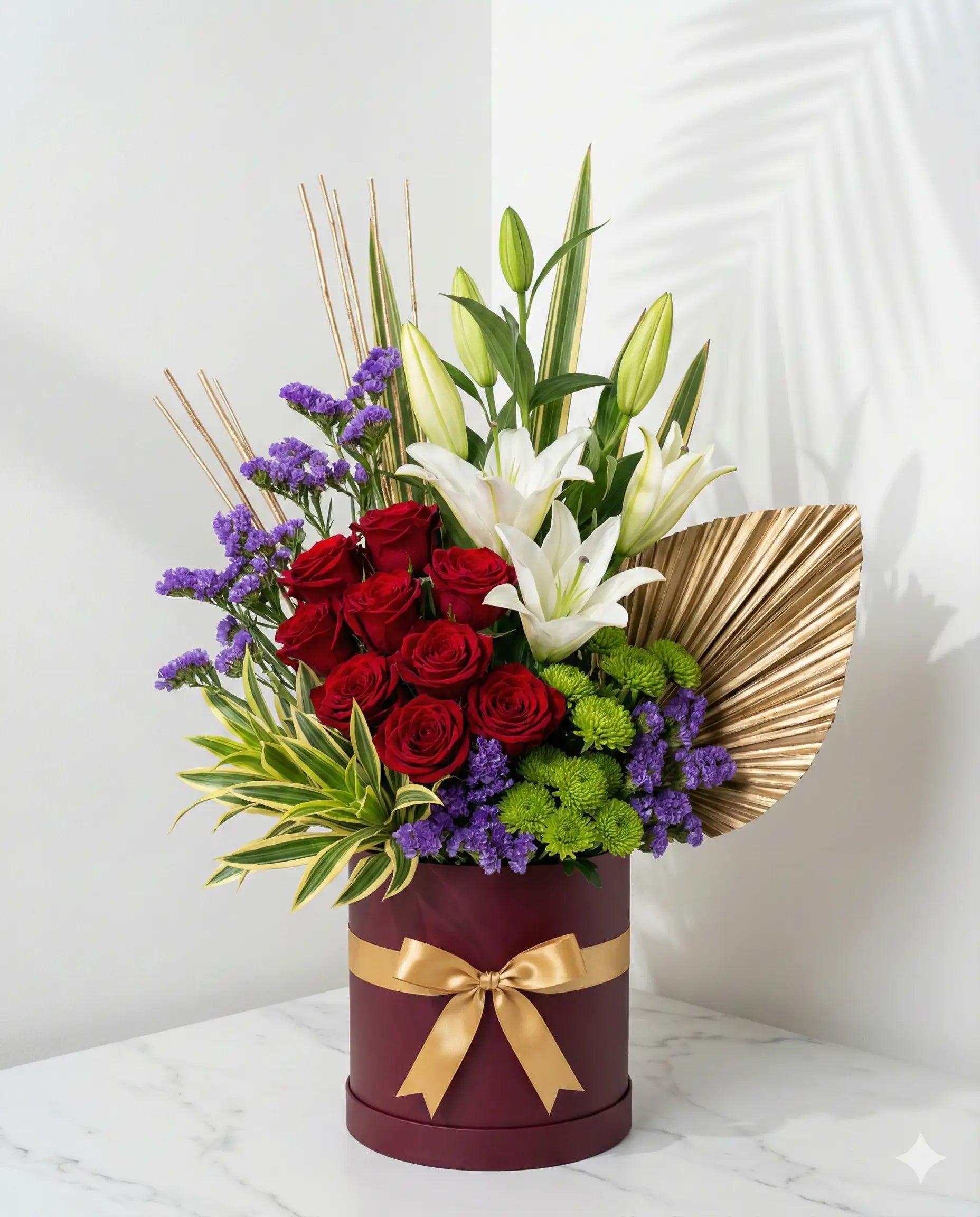 Luxury Red Rose & Lily Flower Box Gift