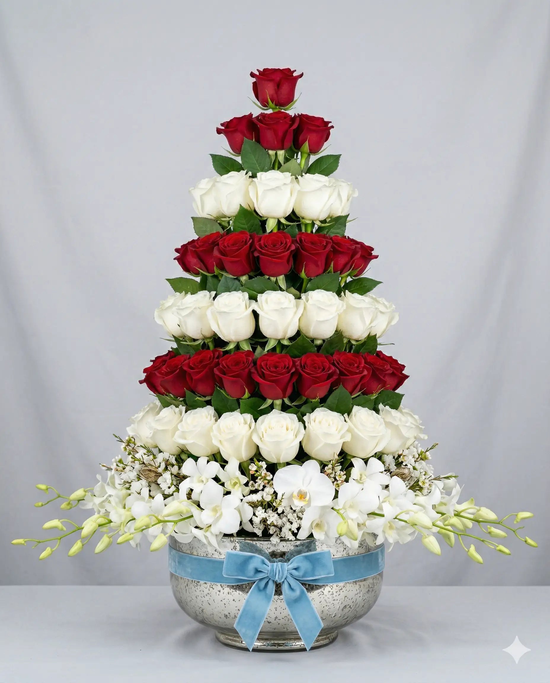 Luxury Winter Rose & Orchid Pyramidal Arrangement