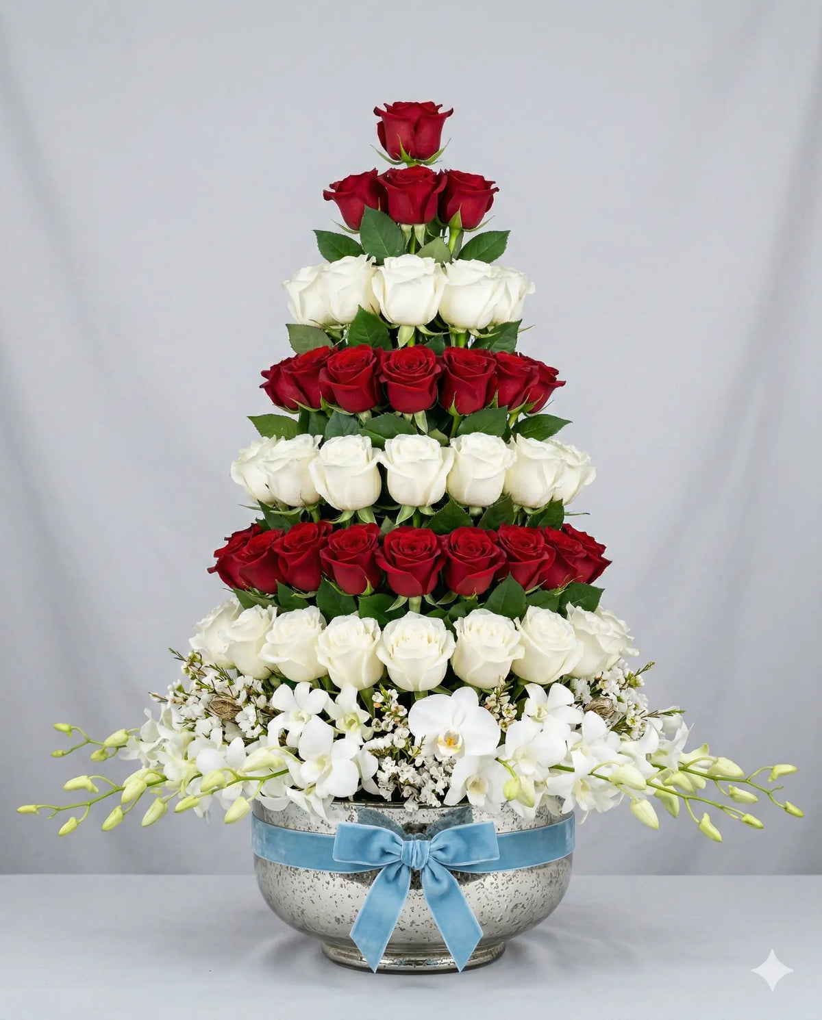 Luxury Winter Rose & Orchid Pyramidal Arrangement