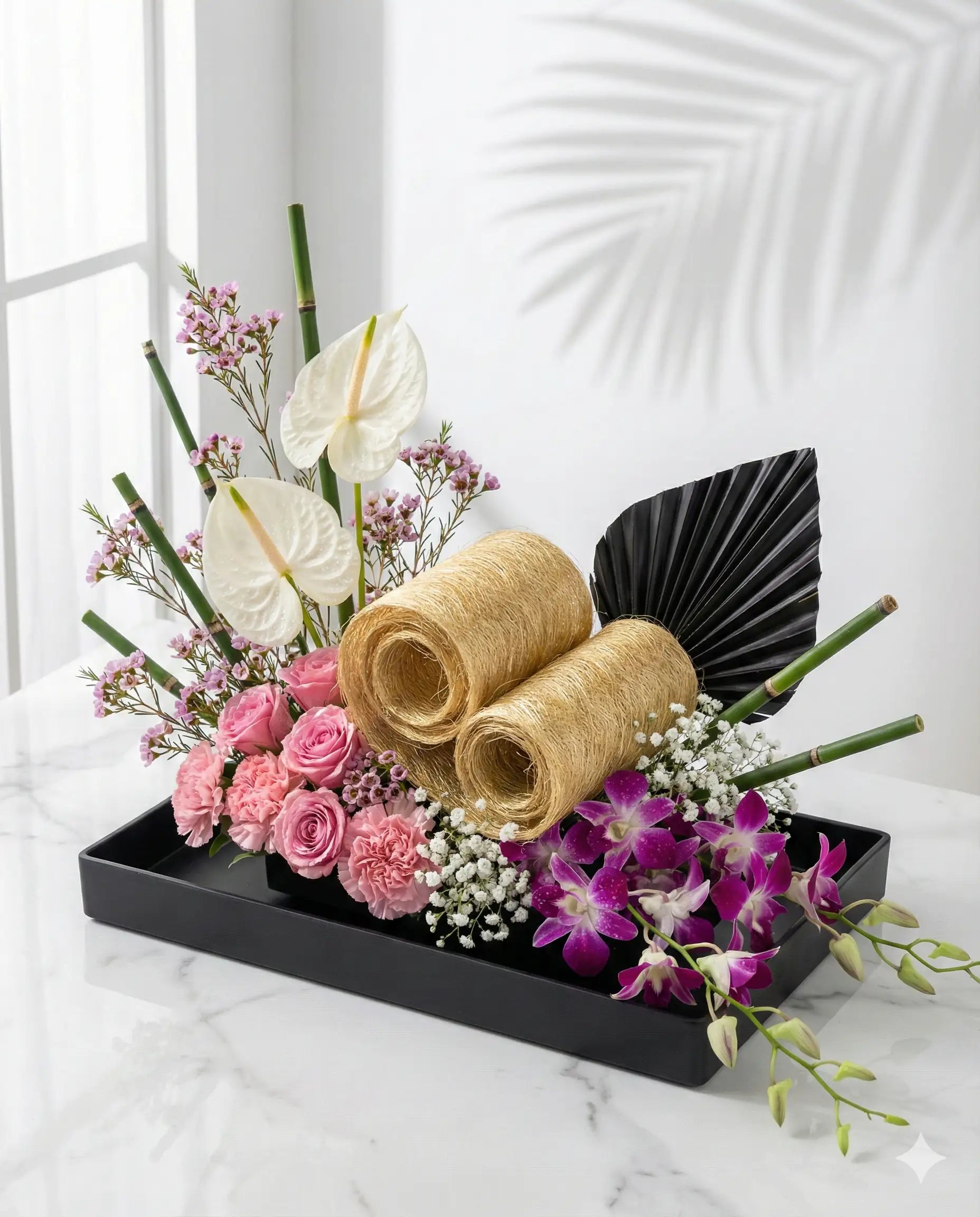 Modern Tropical Flower Arrangement - Exotic Floral Centerpiece