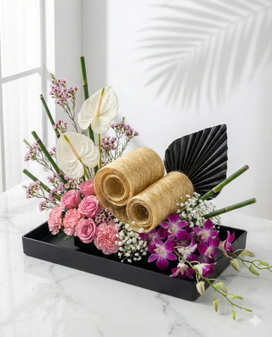 Modern Tropical Flower Arrangement - Exotic Floral Centerpiece