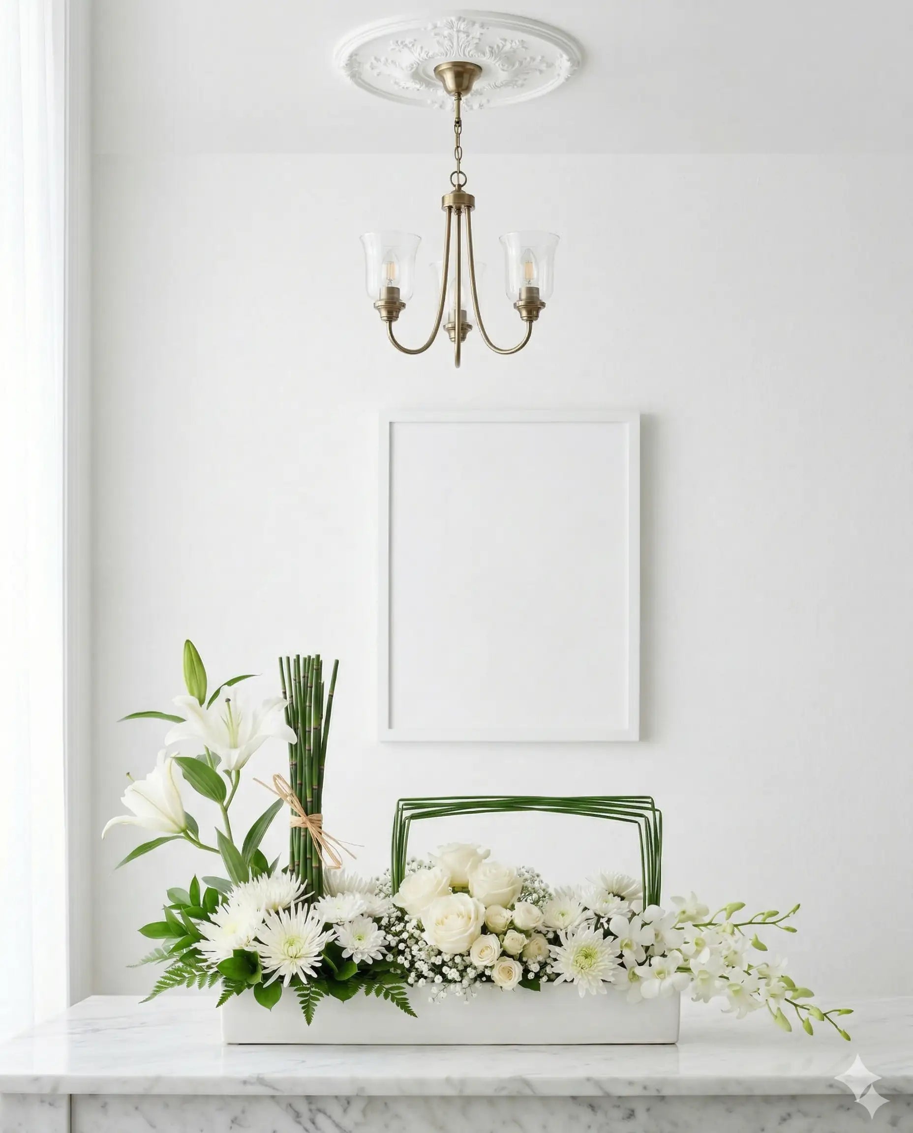 Modern White Lily and Rose Minimalist Arrangement