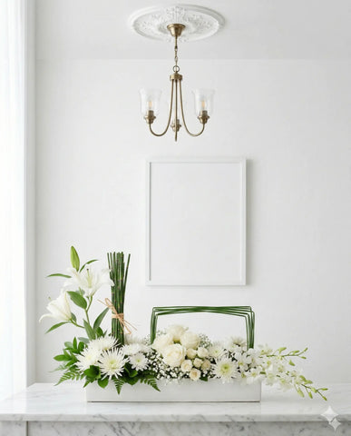 Modern White Lily and Rose Minimalist Arrangement