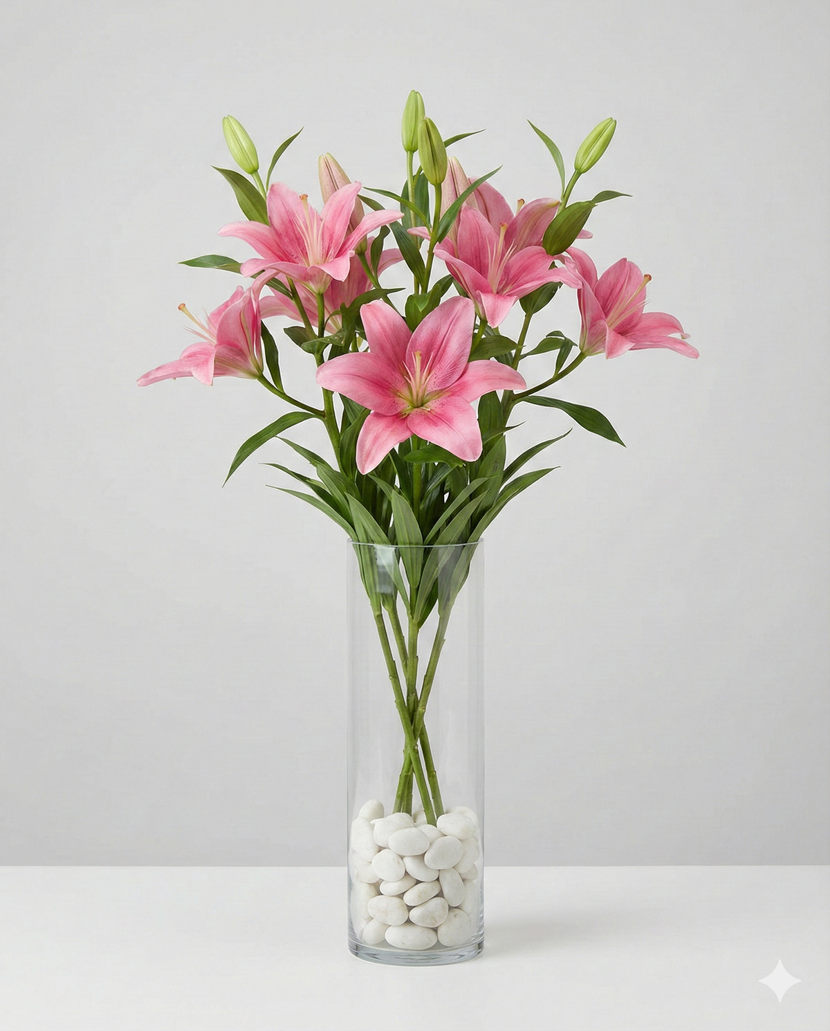Pink Asiatic Lilies in Tall Vase - Birthday Flowers