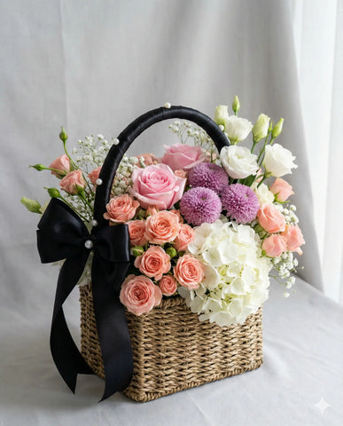 Pink Roses Gift Basket for Birthday and Anniversary