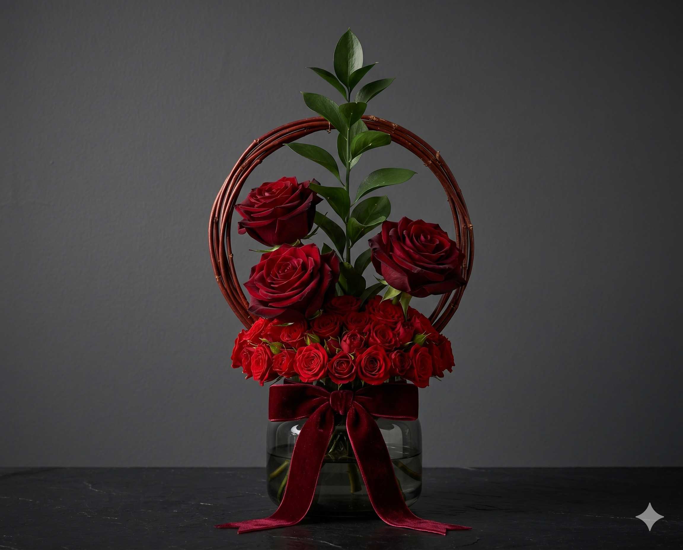 Romantic Red Rose Bouquet & Modern Anniversary Flowers