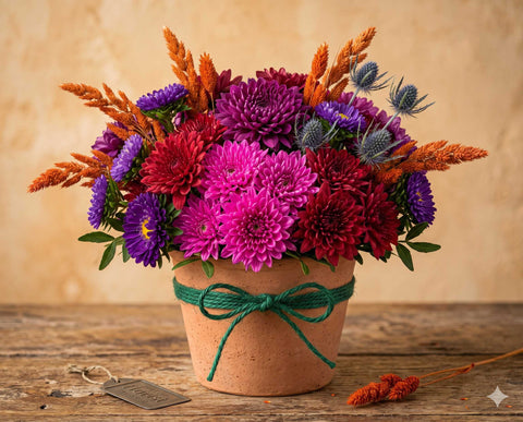 Vibrant Autumn Bouquet & Rustic Floral Arrangement