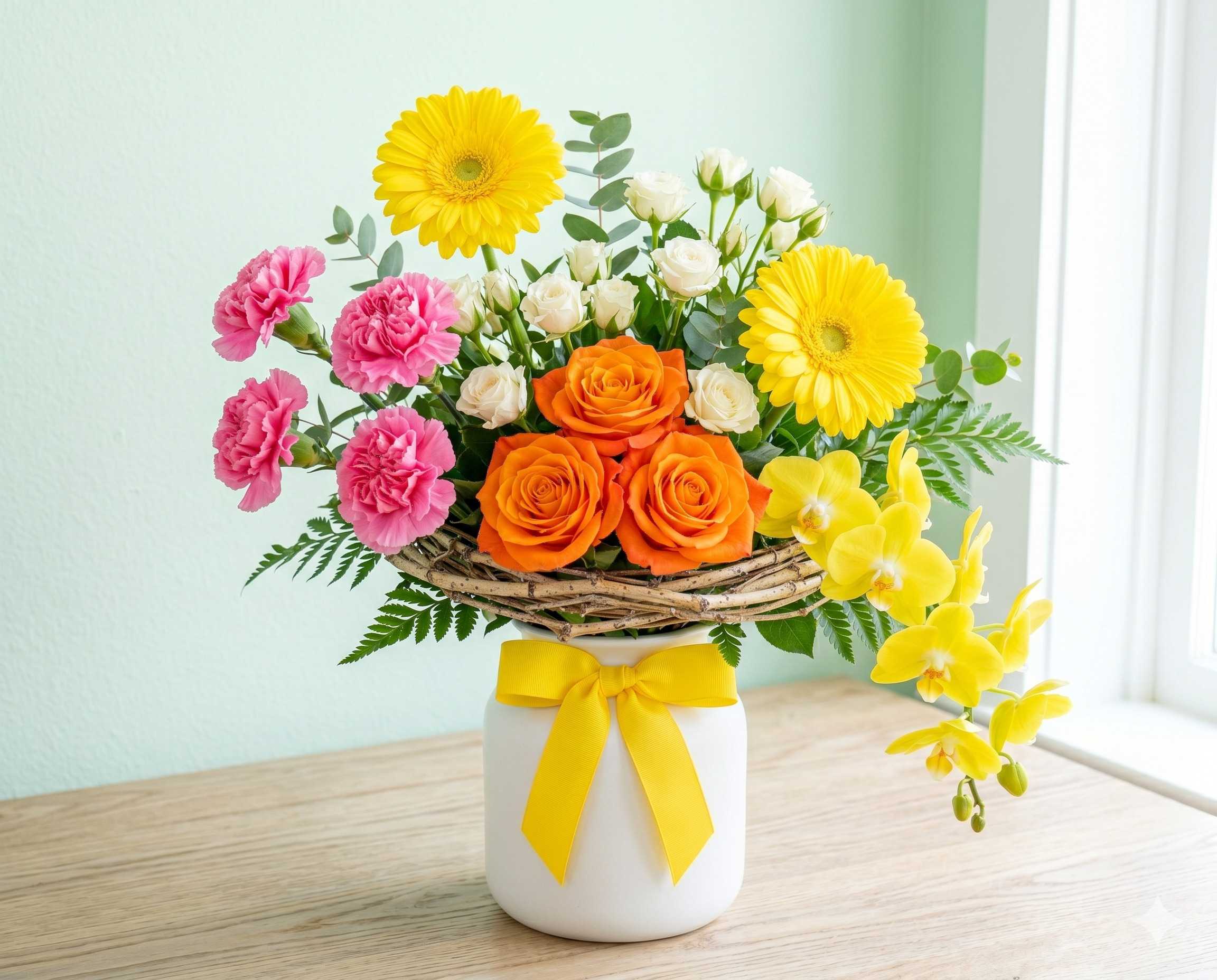 Vibrant Yellow and Orange Birthday Flower Bouquet
