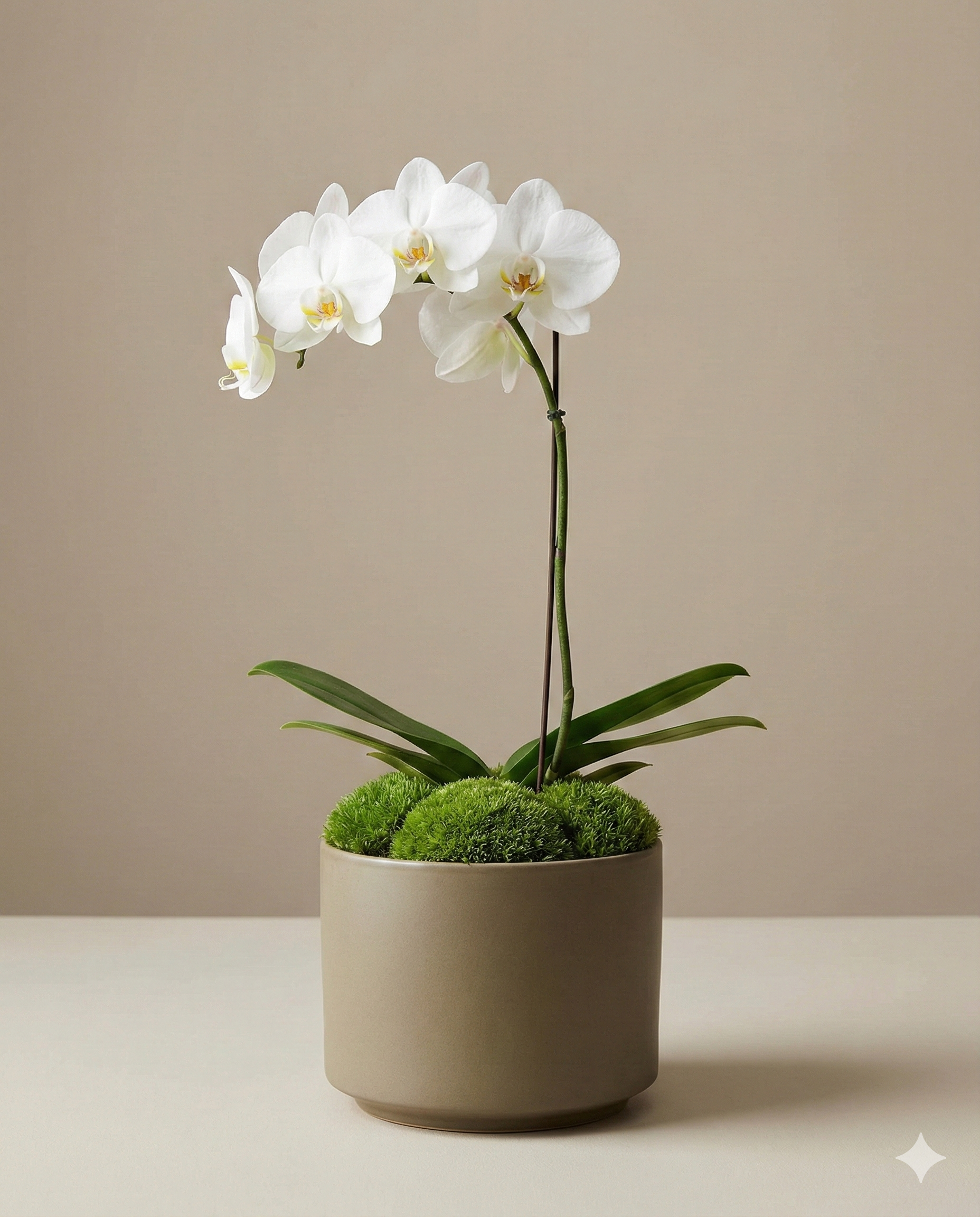 White Orchid Plant in Minimalist Pot - Zen Gift