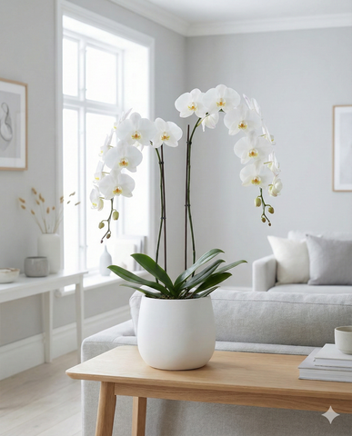 White Phalaenopsis Orchid - Luxury Indoor Gift Plant
