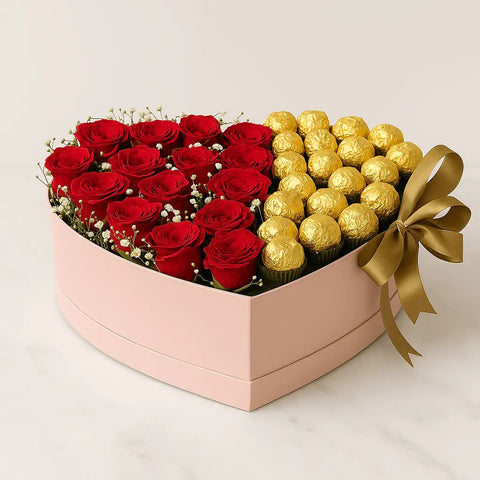Chocolate and Red Roses Gift Hamper Elegant Gift Set