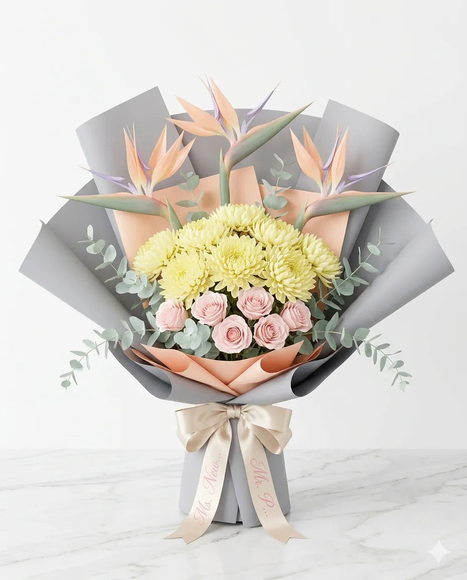 Pastel Rose & Exotic Bouquet | Modern Elegant Flowers
