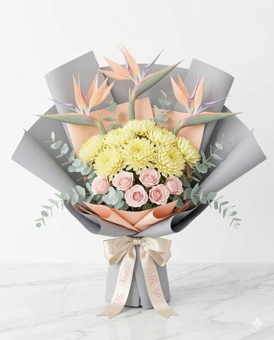 Pastel Rose & Exotic Bouquet | Modern Elegant Flowers