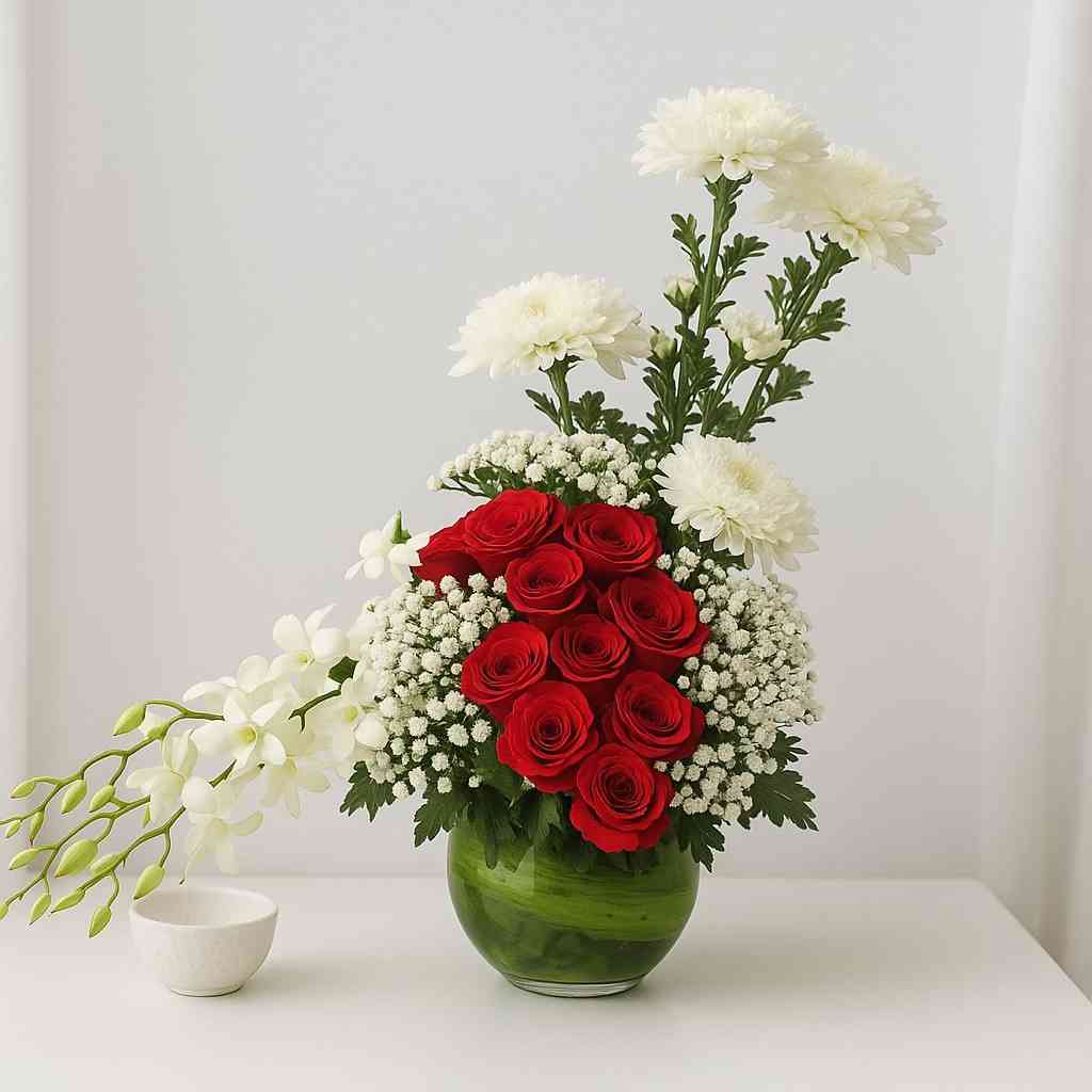 Orchid Rose Chrysanthemum Vase Arrangement
