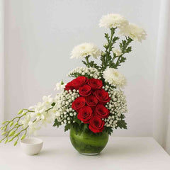 Orchid Rose Chrysanthemum Vase Arrangement